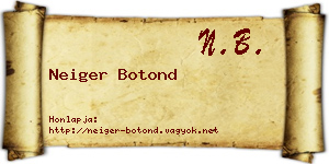 Neiger Botond névjegykártya